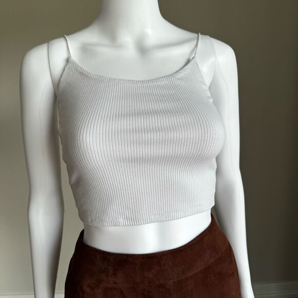 Garage White Ribbed Bungee Cropped Cami Size Small - Picture 3 of 6